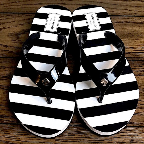 🆕🔥KATE SPADE(MILLI STLYLE)SUPER CUTE&STYLISH BLACK&WHITE♠️IN SILVERTHONG 🩴 - Picture 2 of 15